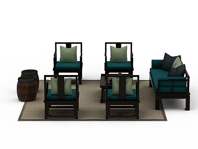 3d客厅桌椅组合模型