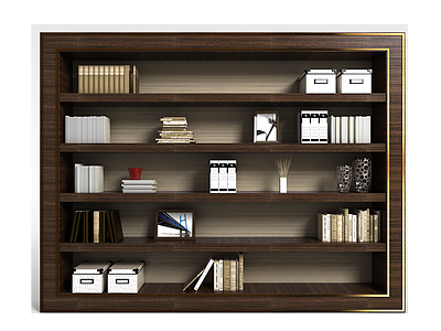 3d实木书柜模型