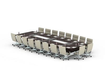3d大会议室桌椅模型