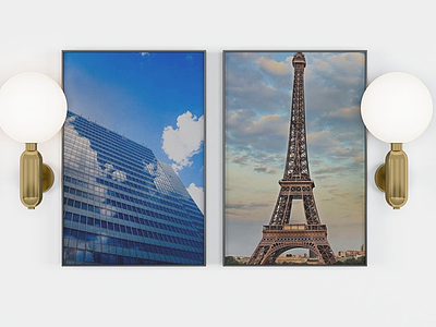 3d巴黎艾菲尔铁塔装饰画模型