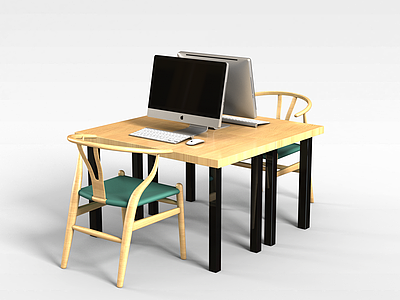 3d办公室桌椅模型
