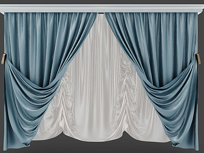 现代双层窗帘模型3d模型