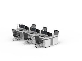 3d办公室桌椅组合免费模型