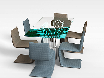 3d会议室桌椅组合模型