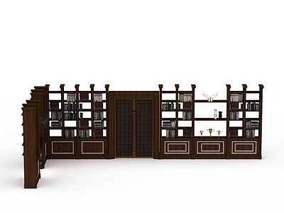 美式古典书柜模型3d模型