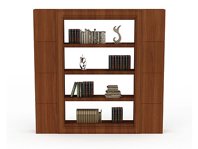 3d实木书柜免费模型