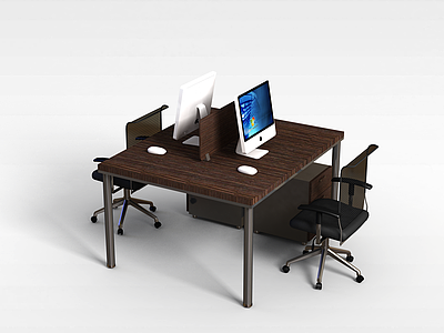 3d办公室桌椅组合模型
