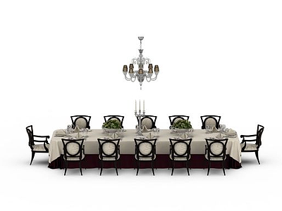 欧式奢华餐桌椅模型3d模型