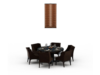 欧式简约餐桌椅模型3d模型