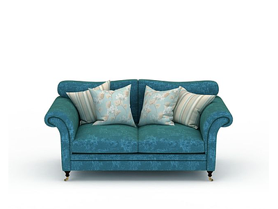 3d蓝色沙发模型