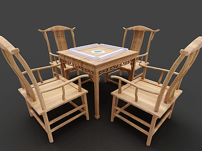 3d中式餐桌椅模型