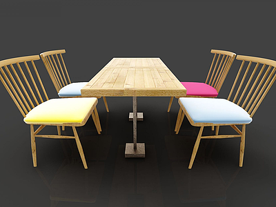 3d编织餐桌椅模型