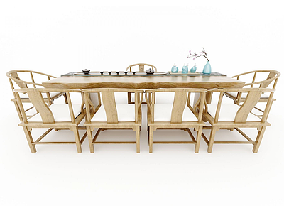 中式餐厅桌椅模型3d模型