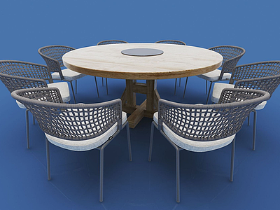 3d<font class='myIsRed'>现代多人</font>餐桌椅模型