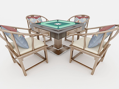 新中式麻将桌模型3d模型