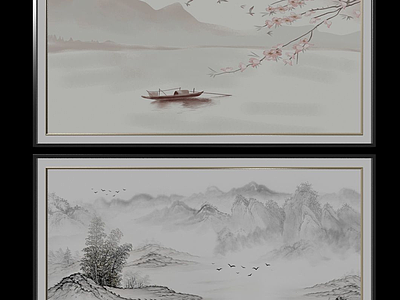 中国风国画典雅文化艺术模型3d模型