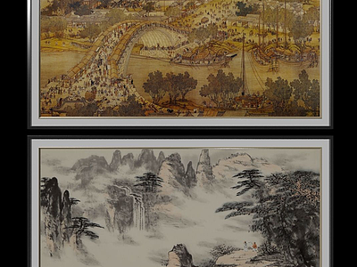 中国风国画典雅文化艺术模型3d模型