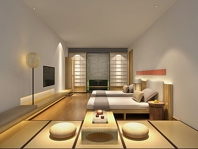 日式风格酒店套房3d模型