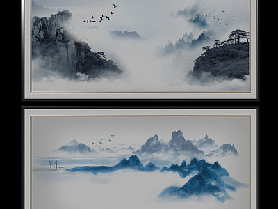 中国风景装饰画模型3d模型