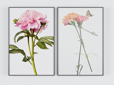 3d现代鲜花装饰画模型