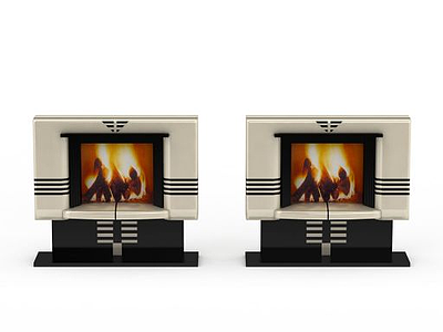 3d室内真火壁炉免费模型