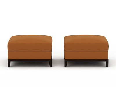 3d棕色沙发凳模型