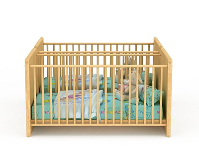 3d木质婴儿床模型