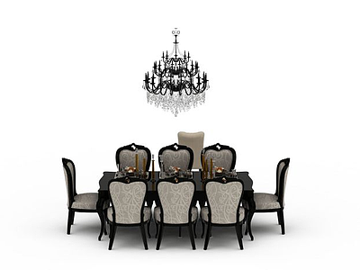 3d欧式家庭餐桌椅免费模型
