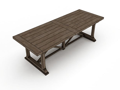 条形木桌模型3d模型