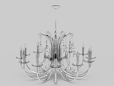 3d金属蜡烛吊灯免费模型