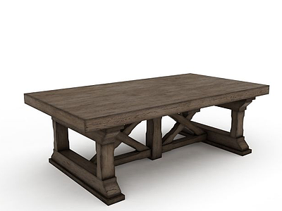 原木餐桌模型3d模型