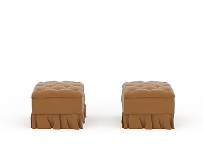 棕色沙发凳模型3d模型