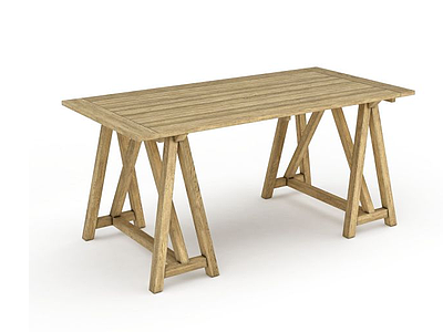 浅色实木桌子模型3d模型