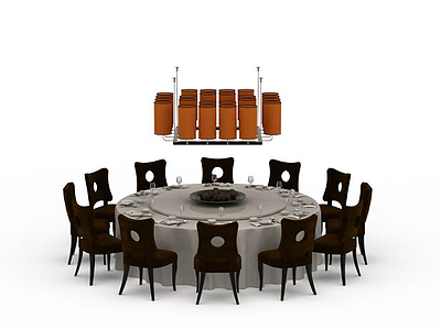 欧式简约餐桌椅模型