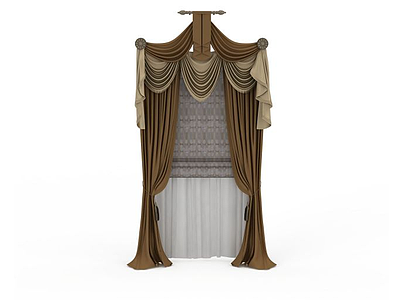 中式窗帘装模型3d模型