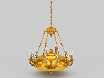 黄金蜡烛吊灯模型3d模型
