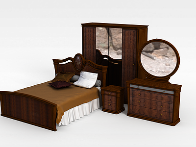 3d实木家具组合模型