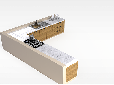 3d厨房角柜模型