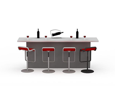 吧台桌椅组合模型3d模型