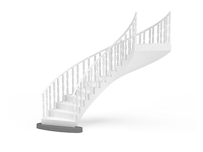 白色楼梯栏杆模型