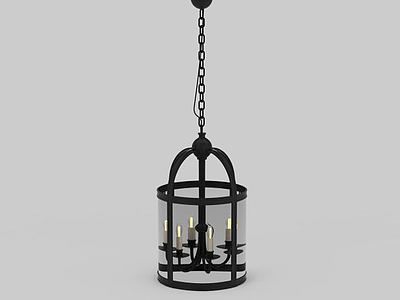 圆柱形蜡烛吊灯模型3d模型
