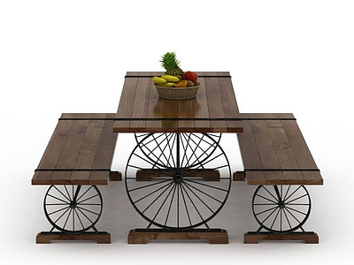 3d创意车轮餐桌椅模型