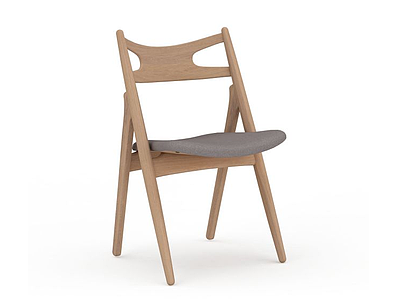 3d木质折叠椅子模型