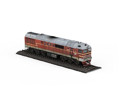 红色火车头模型3d模型