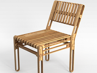 3d木质折叠椅子模型
