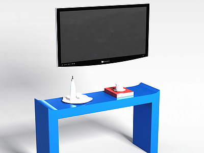 3d蓝色桌子模型