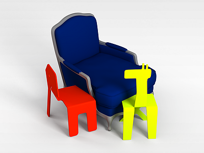 红色椅子模型3d模型