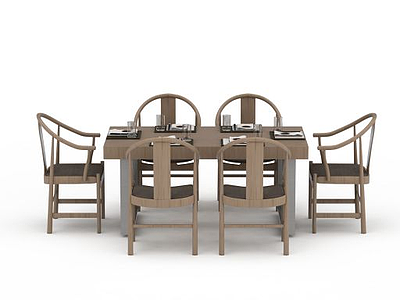 3d木质桌椅免费模型