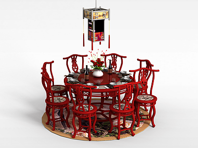 3d酒店餐桌椅模型