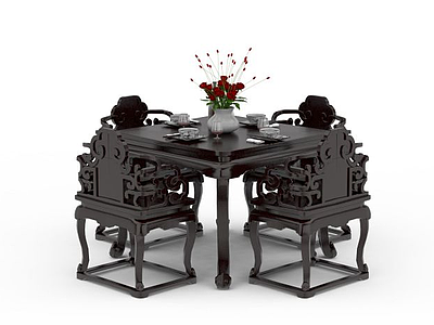 3d明清餐桌椅免费模型